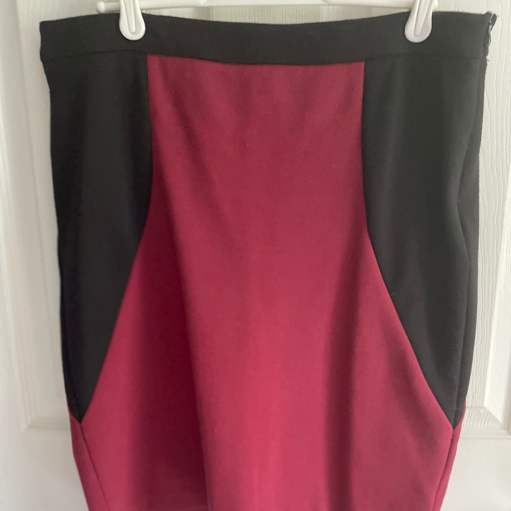Black and Burgundy Pencil Skirt